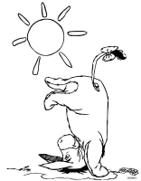 Een kleurplaat van  winnie de poeh - eyore
